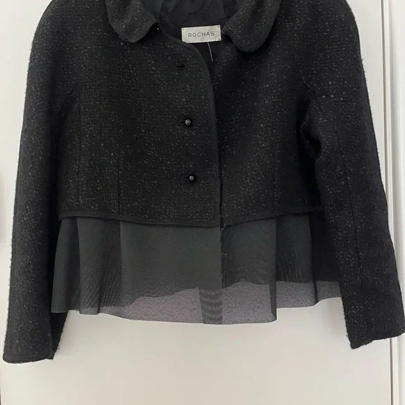 Rochas NEW made in France wool Blend Black Jacket, Size 40 (France)